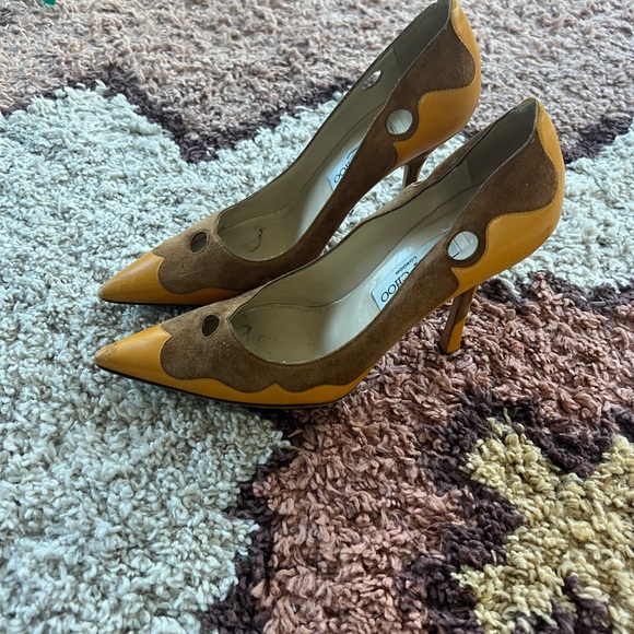 Jimmy Choo Brown and Yellow Heels - Picture 3 of 3